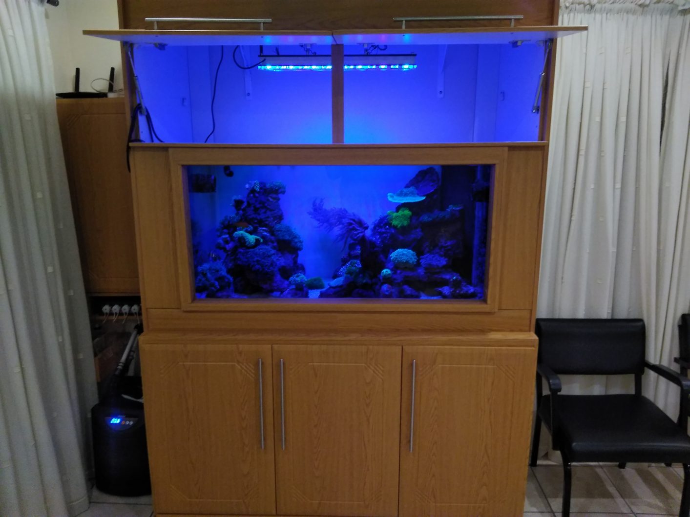 aquarium in cabinet