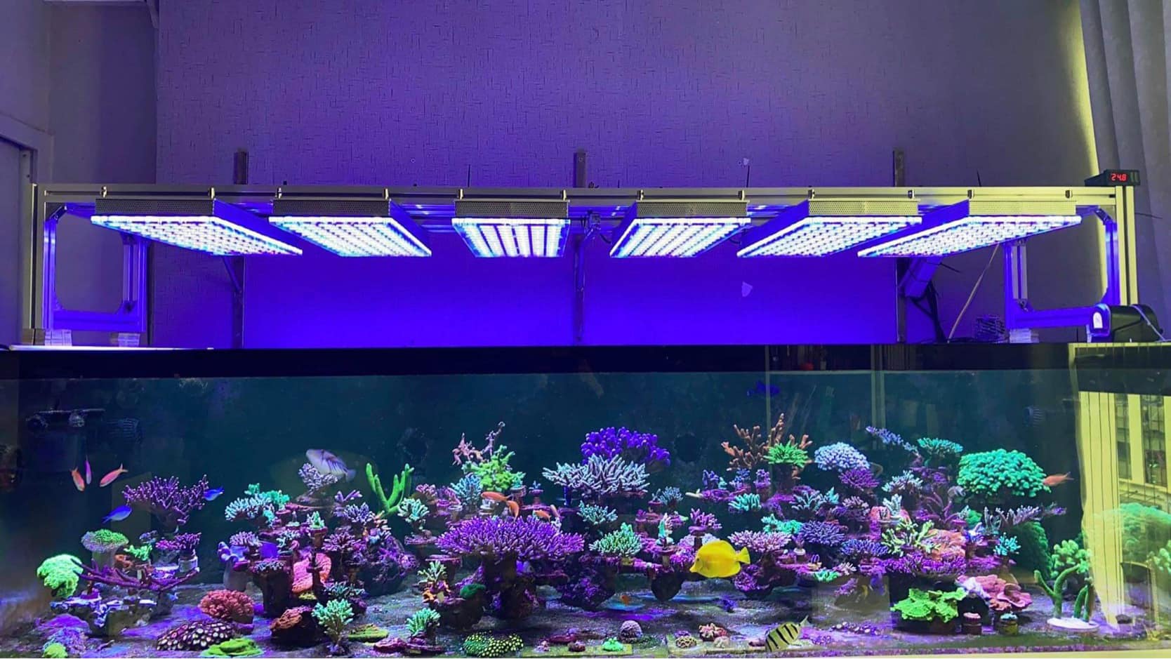 6 Atlantik iCon LED light over reef aquarium 